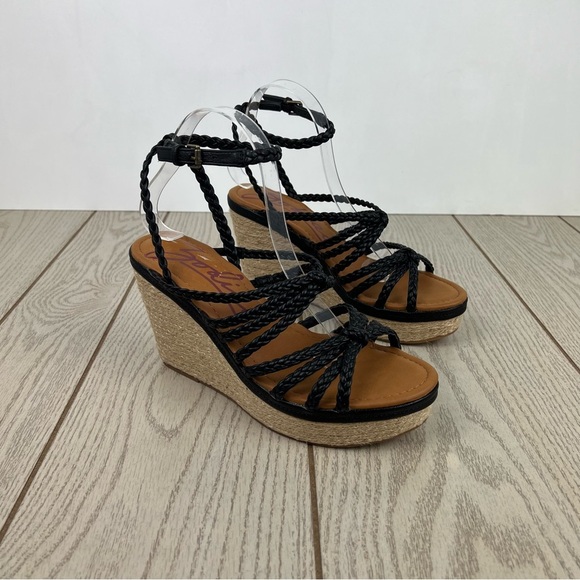 Zodiac Women's Shana Strappy Platform Espadrille Wedge Sandals 9M Black $99 - Picture 1 of 8